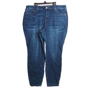 A Beautiful Soul Skinny Jeans Womens 14 Dark Indigo Curvy Ankle Stretch Denim